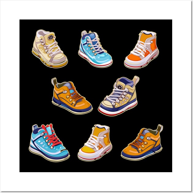 Funky Cute High Top Tennis Shoes Wall Art by DanielLiamGill